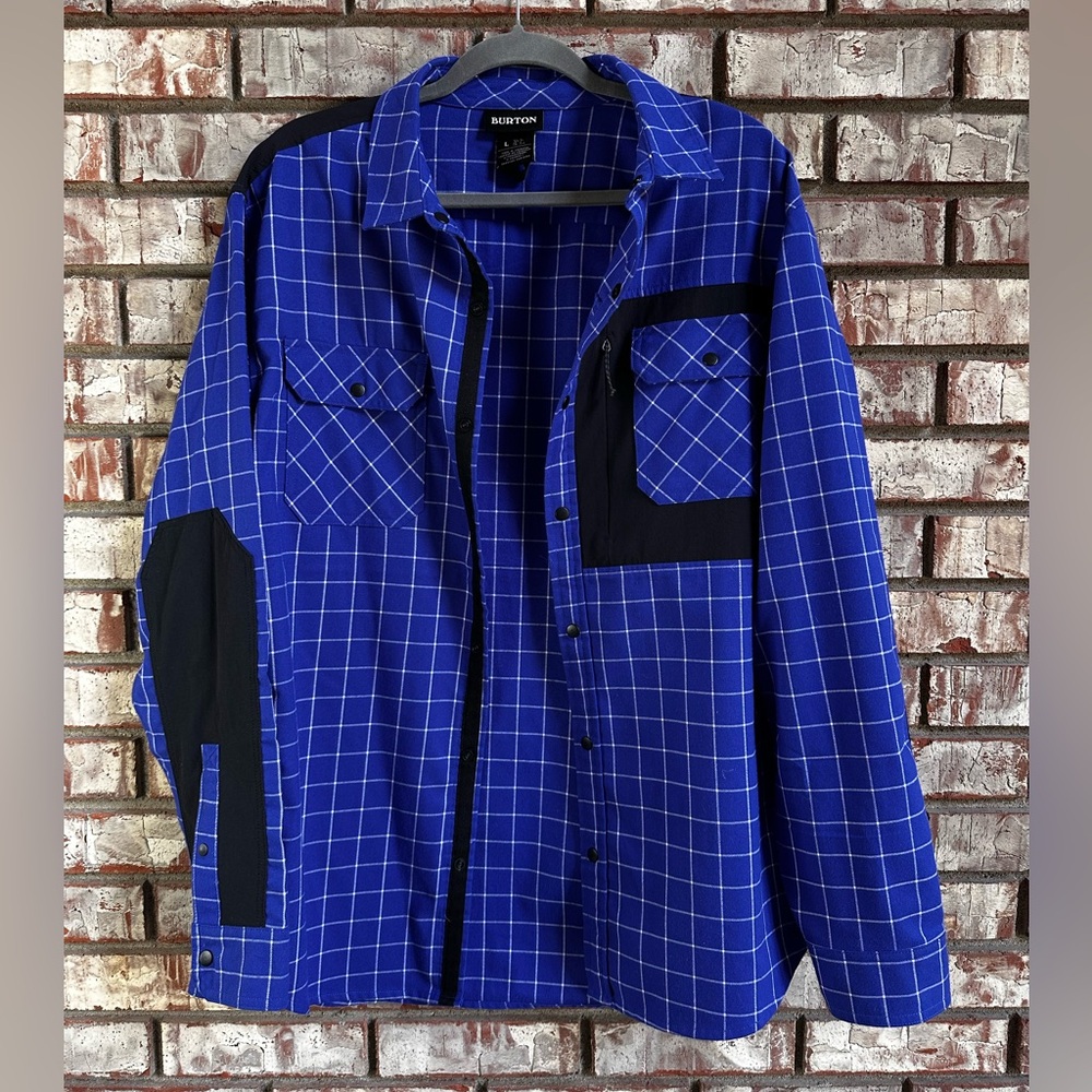 Burton Men's Blue and Black Checkered Plaid Flannel Shirt
